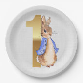 Peter het konijn 1e verjaardag papieren bordje (Voorkant)
