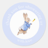 Peter het konijn Baby shower Dank u Ronde Sticker (Voorkant)