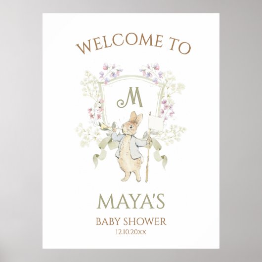 Peter het Konijn Baby shower Welkom Teken Poster (Voorkant)