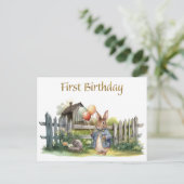 Peter het konijn ballonnen Eerste verjaardag Briefkaart (Staand voorkant)