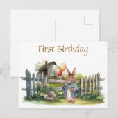 Peter het konijn ballonnen Eerste verjaardag Briefkaart (Voorkant / Achterkant)