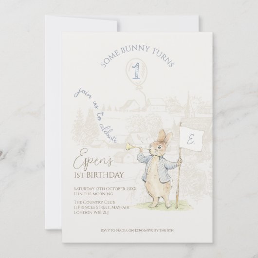 Peter het Konijn Beatrix Een konijn 1e verjaardag Kaart (Voorkant)