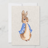 Peter het Konijn Beige Linnen Achtergrond Uitnodig Kaart (Voorkant)