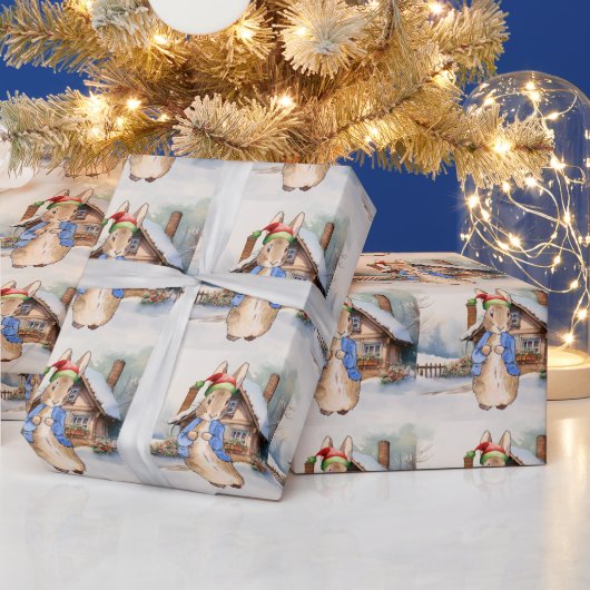 Peter het konijn besneeuwde kerst cadeaupapier (Feestdagen)
