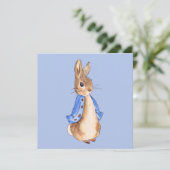 Peter het konijn blauwe achtergrond bedankkaart (Staand voorkant)