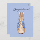 Peter het konijn blauwe achtergrond Gefeliciteerd Briefkaart (Voorkant / Achterkant)