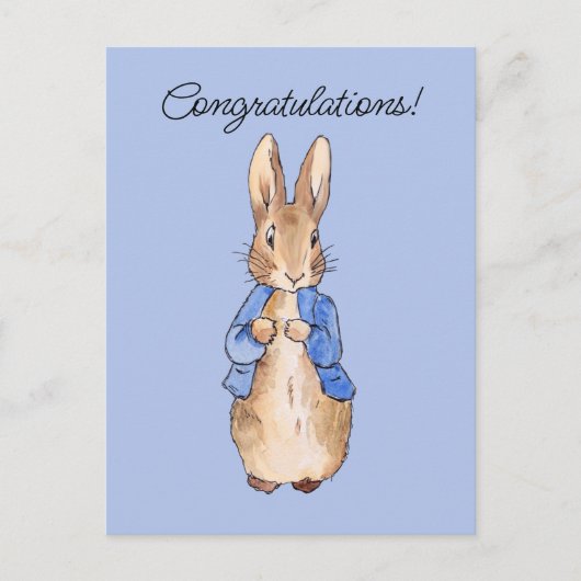 Peter het konijn blauwe achtergrond Gefeliciteerd Briefkaart (Voorkant)