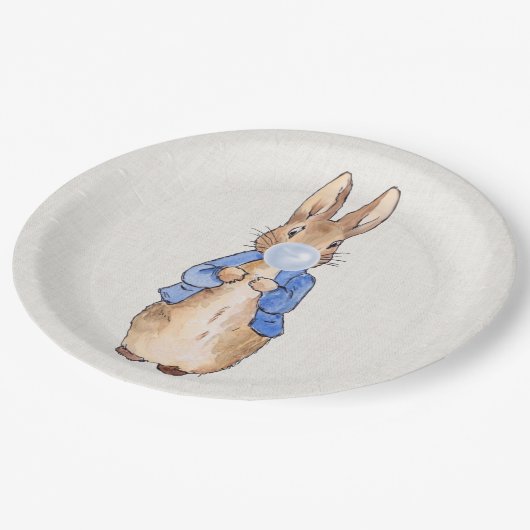 Peter het konijn blazen bubble gum papieren bordje (Gekanteld)