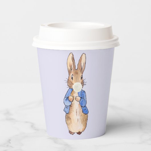 Peter het Konijn Blowing Witte Bubble Gum Papieren Bekers (Achterkant)
