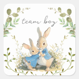 Peter het Konijn Botanische Team jongen Hij of Zij Vierkante Sticker