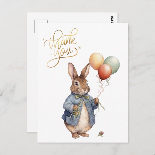 Peter het konijn Dank u Briefkaart (Voorkant / Achterkant)