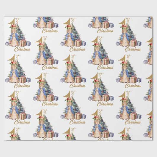 Peter het konijn eerste kerst cadeaupapier (Vlak)