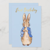 Peter het Konijn Eerste verjaardag Kaart (Voorkant / Achterkant)