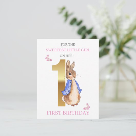 Peter het konijn Eerste verjaardagsgroet (Staand voorkant)