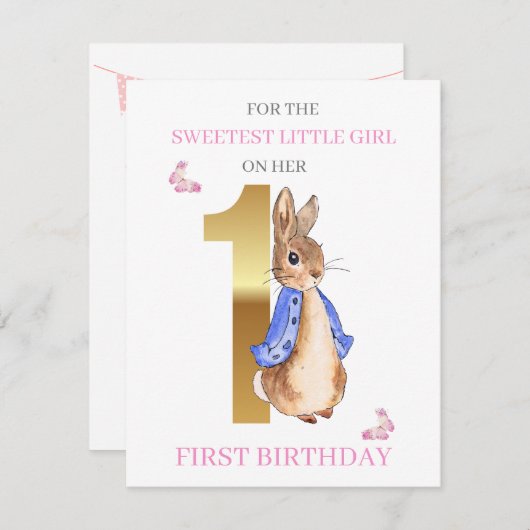 Peter het konijn Eerste verjaardagsgroet (Voorkant / Achterkant)