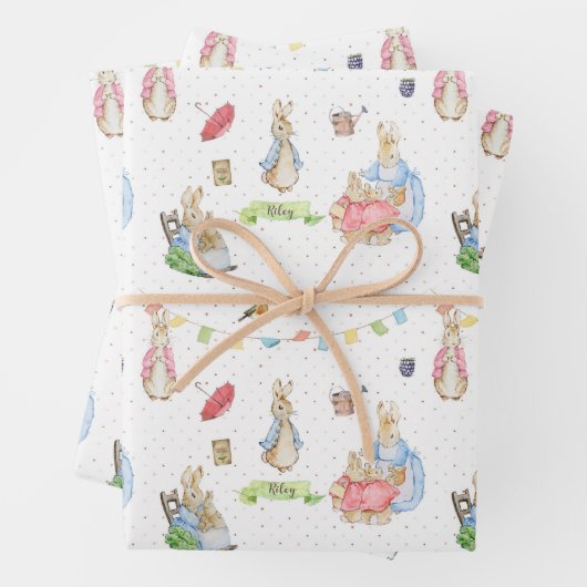 Peter het konijn en de familie inpakpapier vel (In situ)