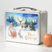 Peter het konijn en een rendier Vrolijk Kerstfeest (In situ)