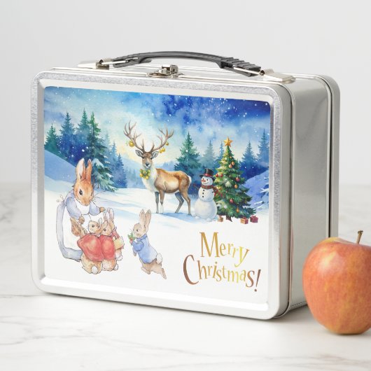 Peter het konijn en een rendier Vrolijk Kerstfeest (In situ)