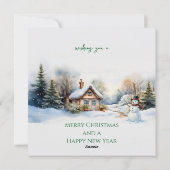 Peter het konijn en een sneeuwman feestdagenkaart (Achterkant)