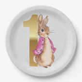 Peter het konijn Flopsy 1e verjaardag Papieren Bordje (Voorkant)