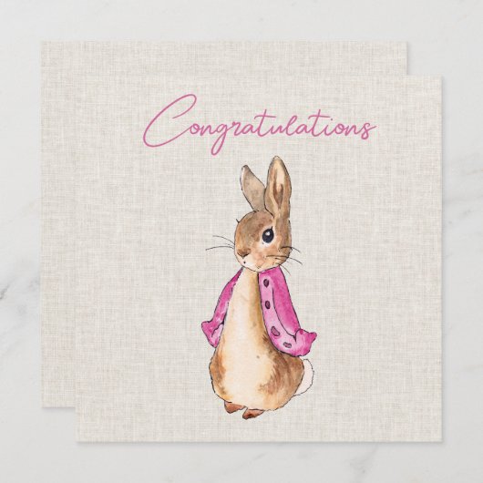 Peter het konijn Flopsy beige linnen achtergrond (Voorkant / Achterkant)