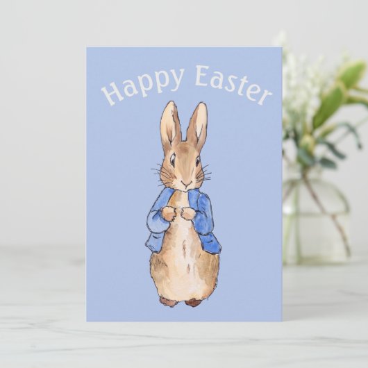 Peter het konijn Gelukkig Pasen groet Feestdagenkaart (Staand voorkant)
