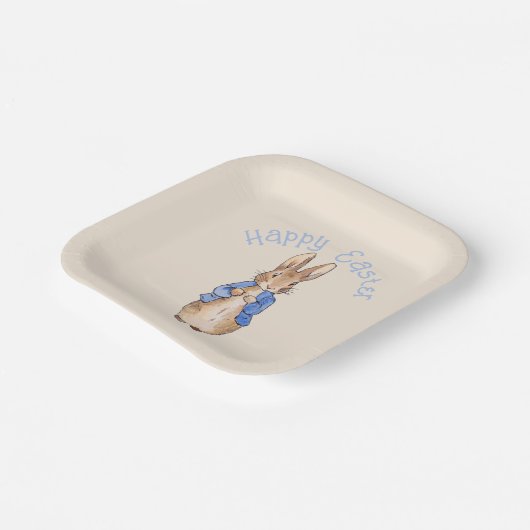 Peter het konijn Gelukkig Pasen groet Papieren Bordje (Gebogen)