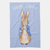 Peter het konijn Gelukkig Pasen groet Theedoek (Verticaal)