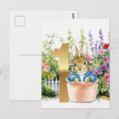 Peter het konijn in een pot eerste verjaardag briefkaart (Voorkant / Achterkant)