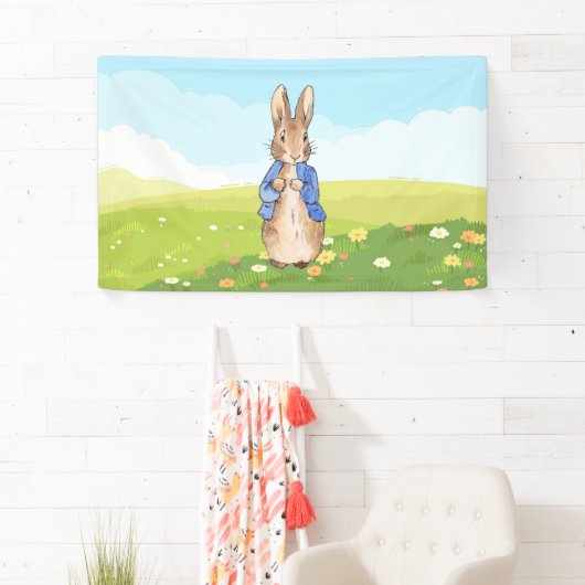 Peter het konijn in een tuin spandoek (Insitu)