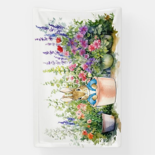 Peter het Konijn in een tuin Spandoek (Verticaal)