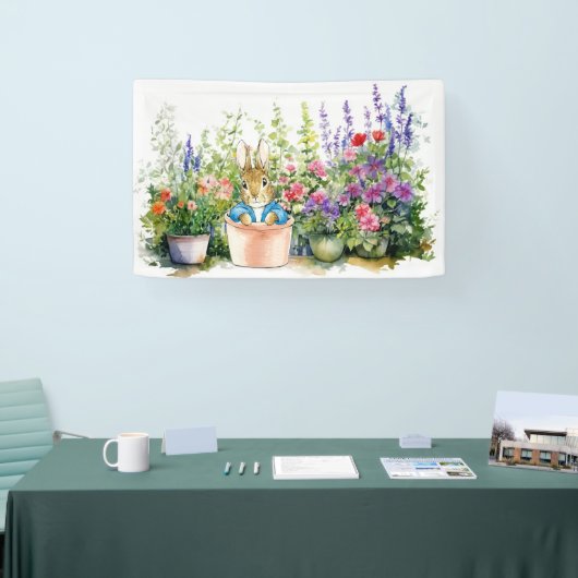 Peter het Konijn in een tuin Spandoek (Beurs)