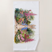 Peter het konijn in zijn bloementuin strandlaken (Voorkant)