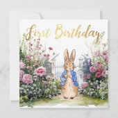 Peter het Konijn in zijn tuin nr. 2 Eerste Verjaar Kaart (Voorkant)