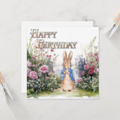 Peter het Konijn in zijn tuin nr. 2 Gelukkige Verj Kaart (Voorkant / Achterkant in situ)