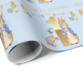 Peter het Konijn & Jemima 1e Gelukkige Verjaardag Cadeaupapier (Rol Hoek)