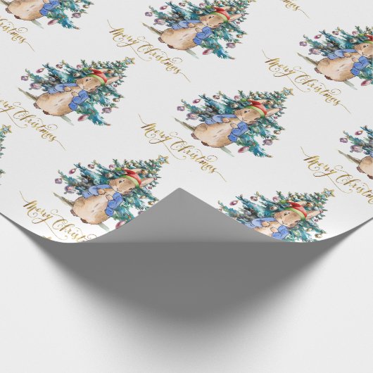Peter het Konijn Kerstboom Cadeaupapier (Hoek)