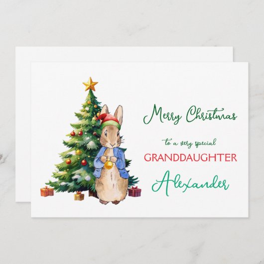 Peter het Konijn Kerstboom Feestdagenkaart (Voorkant / Achterkant)