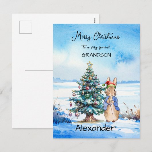 Peter het Konijn Kerstboom Feestdagenkaart (Voorkant / Achterkant)