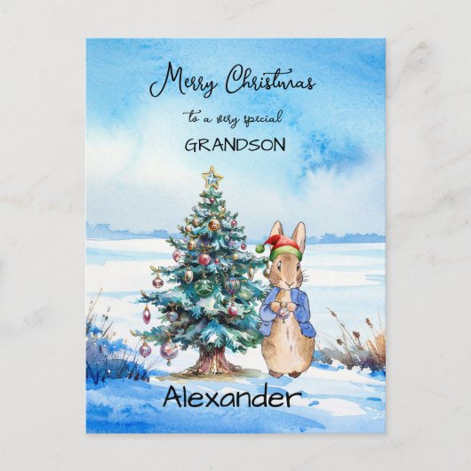 Peter het Konijn Kerstboom Feestdagenkaart (Voorkant)