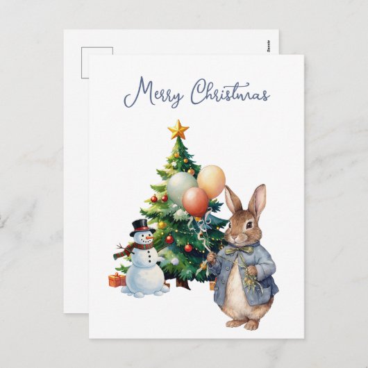 Peter het Konijn Kerstboom Feestdagenkaart (Voorkant / Achterkant)