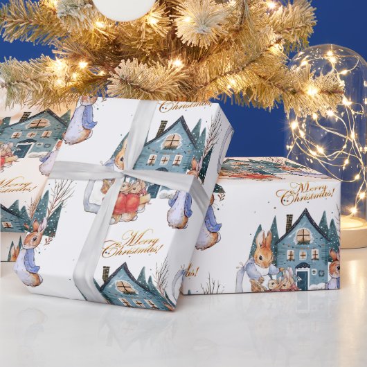 Peter het konijn kerstinkopen cadeaupapier (Feestdagen)