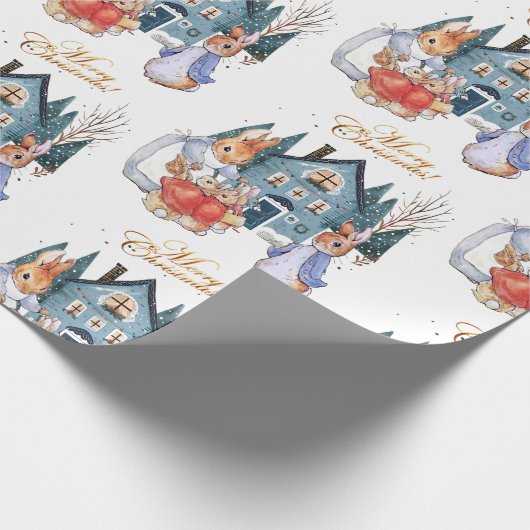 Peter het konijn kerstinkopen cadeaupapier (Hoek)