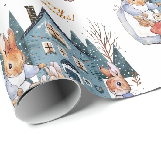 Peter het konijn kerstinkopen cadeaupapier (Rol Hoek)