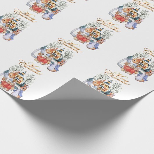 Peter het konijn kerstinkopen cadeaupapier (Hoek)