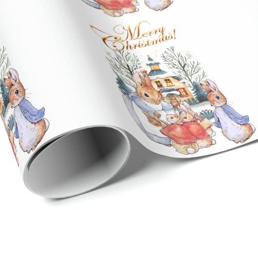 Peter het konijn kerstinkopen cadeaupapier (Rol Hoek)