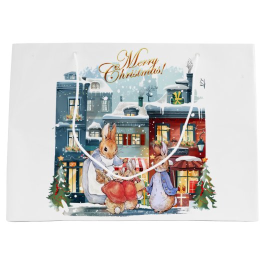 Peter het konijn kerstinkopen groot cadeauzakje (Voorkant)