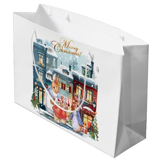 Peter het konijn kerstinkopen groot cadeauzakje (Achterkant Gekanteld)