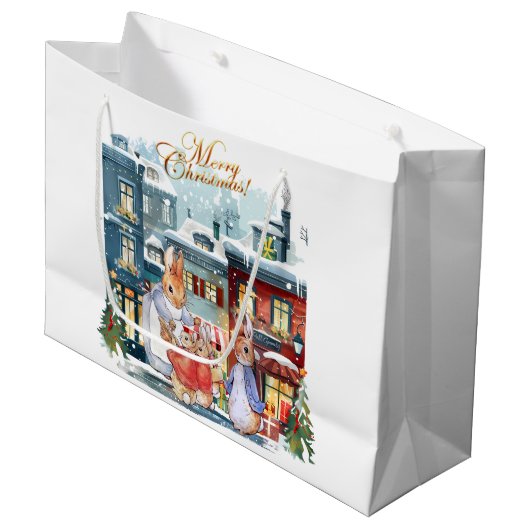 Peter het konijn kerstinkopen groot cadeauzakje (Voorkant Gekanteld)