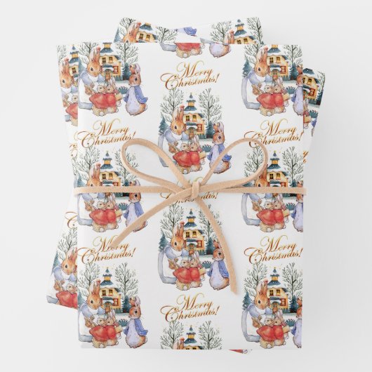 Peter het konijn kerstinkopen inpakpapier vel (In situ)